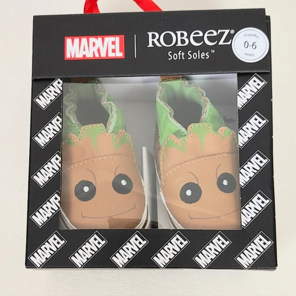 NEW! Robeez Leather Walking Shoes Groot Baby Size 1 Supportive Flexible First